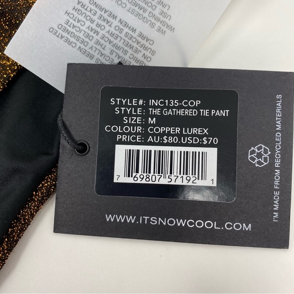 It’s Now Cool The Gathered Tie Pant Bikini in Copper Lurex NWT - Picture 6 of 7